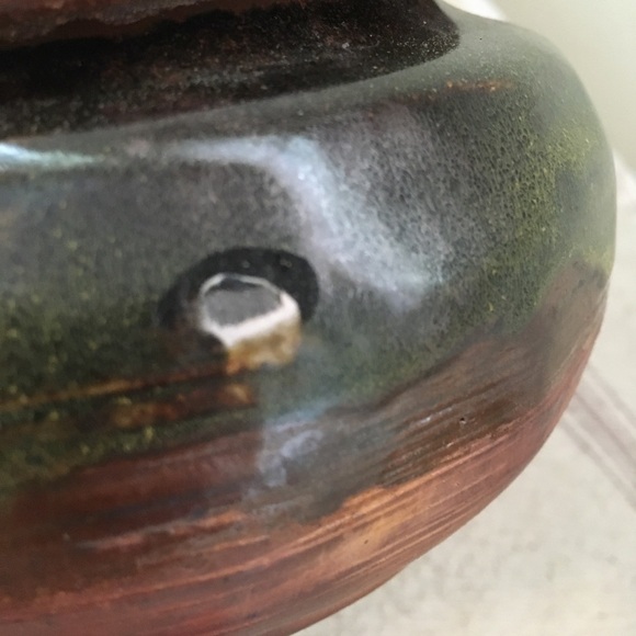 Stamped Pottery Dish Lid Dark Green Ombre Candy - Picture 7 of 8